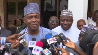 President Buhari Receives NASS Leadership Saraki and Dogara