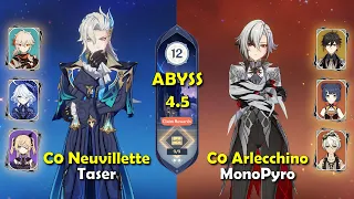 C0 Neuvillette Taser & C0 Arlecchino MonoPyro | Spiral Abyss 4.5 - Floor 12 | Genshin Impact