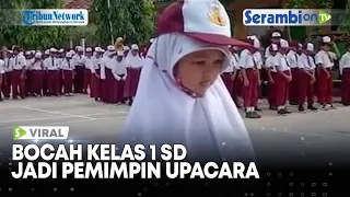 Momen Gemas Bocah Perempuan Kelas 1 SD Pimpin Upacara Bendera