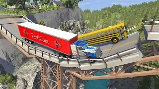Collapsing Bridge Pileup Car Crashes #28 - BeamNG DRIVE | SmashChan