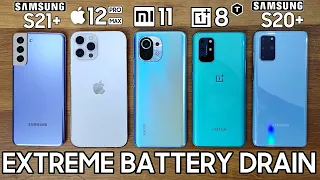 Galaxy S21 Plus vs OnePlus 8T / iPhone 12 Pro Max / Xiaomi Mi 11 / S20 Plus - BATTERY DRAIN TEST!