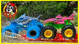 Monster Jam Vs Hot Wheels Monster Trucks WATER RACES! 💧 Color Changers & Color Shifters COMPILATION