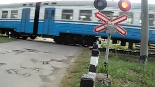 Железнодорожный переезд возле о.п. 7 км + ЭР2-406 #6136 Люботин - Харьков-Балашовский