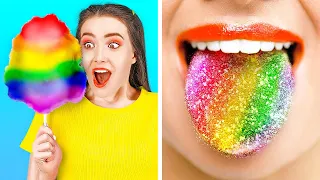 RAINBOW FOOD CHALLENGE || Dark Bad VS Good Rainbow Unicorn School By 123 GO! GENIUS