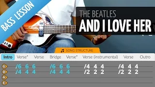 How To Play AND I LOVE HER | The Beatles  (BASS LESSON WITH TABS)