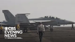 On board U.S. aircraft carrier amid NATO exercises