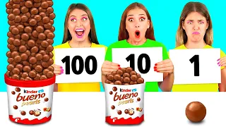 100 Шарів Їжі Челендж | Фантастичні Лайфхакі з Їжею BaRaDa Challenge