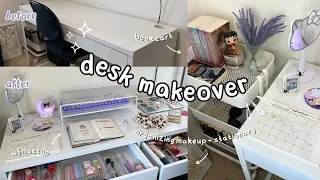 desk makeover vlog 🖥️✧˖° organizing my new desk + book cart! *aesthetic*