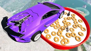 Open Bridge Crashes over Giant Cereal Bowl with Milk - BeamNGdrive Random Cars Crashes & Fun Madness