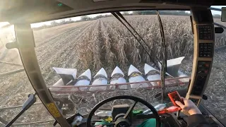 Cab view | John Deere Z2258 + Oros HSA / Corn harvesting