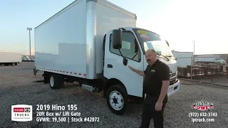 2019 Hino 195 Medium-Duty Delivery Truck 20ft Box w/ Lift Gate | Stock #42072