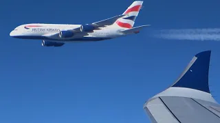 Racing vs Airbus A380 ! Air to Air race over Atlantic ocean/ British Airways vs Delta Airlines