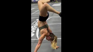 Ripped Crossfit Girl Does Handstand Walk