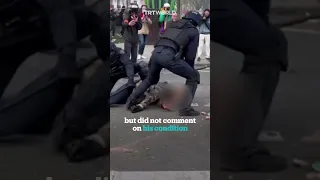 French police knock protester unconscious