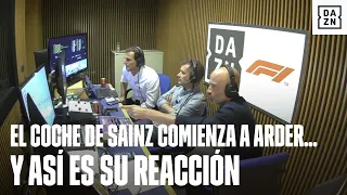 "¡QUE ALGUIEN LO AYUDE!": La reacción de Antonio Lobato al ver el Ferrari de Carlos Sainz en llamas