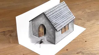 Easy 3D Trick Art - House Illusion Drawing