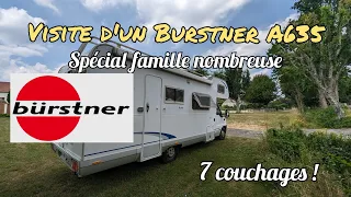 Présentation d'un camping-car familial : Burstner A635 7 couchages à budget raisonnable.