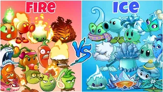 All Plants Team ICE vs FIRE Power UP - Who Will Win? - PvZ 2 Team Plant vs Team Plant