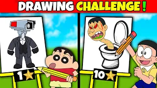 Shinchan Vs Nobita Drawing Challenge 😱 || 😂 Funny Game || Shinchan and Nobita