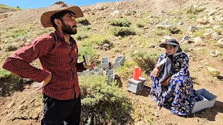 Construction of a beautiful field toilet for the family in the mountains