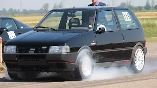 Fiat Uno Turbo 300HP - Burnout & Acceleration  on Drag Strip 1/4 Mile