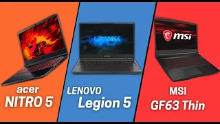 Acer NITRO 5 vs Lenovo Legion 5 vs MSI GF63 Thin || i5 10300h vs Ryzen 5 4600H