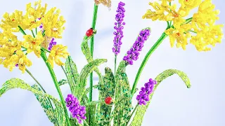 Мускари Лириопе для композиции "Из Лета в Осень"  МК от Koshka2015 - цветы из бисера,  бисер