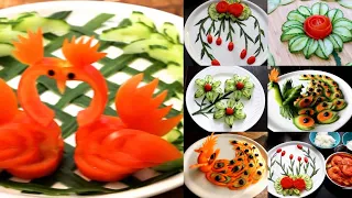 Top 6 Beautiful Salad Decoration Ideas - Cucumber,Tomato,Carrot,Vegetable Carving Garnish