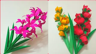 2 Different Easy and Beautiful Flower craft ideas 💡 for home decoration | Paper Craft | DIY Crafts