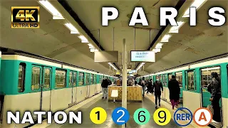 🇫🇷Paris NATION Station RATP - All Metro and RER Train 【4K】