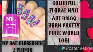 Colorful Floral Nail Art/BORN PRETTY Pure World L001/NY BAE Blossomin/PURPLLE.COM/Beauty Beam86