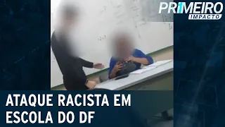 Racismo: aluno branco entrega pacote com esponja de aço a professora | Primeiro Impacto (14/03/23)