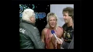 RIC FLAIR HAS A GIFT FOR RICKY MORTON -1986