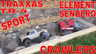 ELEMENT SENDERO VS TRAXXAS TR-4 CRAWLING AROUND OUR TRAIL @SHORT TRACK RC