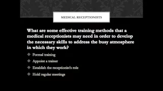 Medical Receptionist Training Video Tips