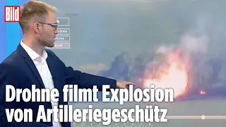 Ukrainer entdecken russische Panzerhaubitze im Gebüsch – Explosion! | BILD Lagezentrum