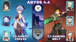Abyss 4.4 C0 Ganyu Freeze & C3 Gaming Melt Genshin Impact