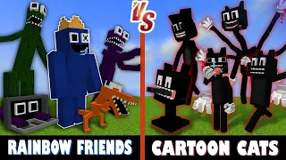 Rainbow Friends vs. Team Cartoon Cat | Minecraft (MAZE CHASE!)