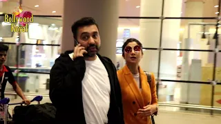 Shilpa Shetty & Raj Kundra Spotted At Airport