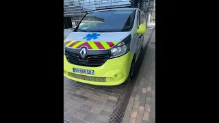 Ambulance for injured Ukrainian people