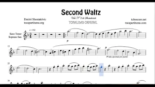 Second Waltz Sheet Music for Tenor Sax and Soprano Saxophone by Shostakovich