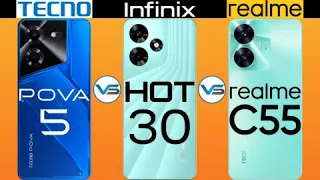 Tecno Pova 5 VS Infinix Hot 30 VS Realme C55 | Tecno Pova 5 | Infinix Hot 30 | Realme C55