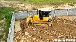 EP9 Recent Updates Project Filling Land In Fence By Dozer KOMATSU D51PX Spreading Stone Into Water