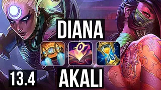 DIANA vs AKALI (MID) | 8 solo kills, 500+ games, Godlike | EUW Master | 13.4