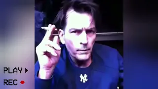 Charlie Sheen nose smoking cigarette