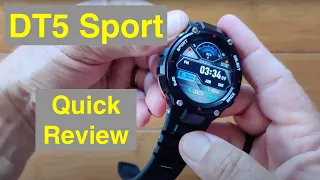 DTNo.1 DT5 Sport 1.45” 454x454px Screen IP68 BT Calling 100+Dials Smartwatch: Quick Overview