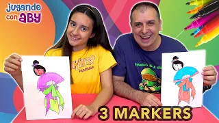 3 MARKER CHALLENGE Plus de Mulán de Disney con rotuladores de colores