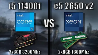 Intel Core i5 11400f VS Intel Xeon e5 2650 v2 (DDR4 3200 Vs DDR3 1600) - 6 Games Tested / GTX1080
