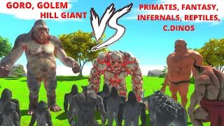 GORO, GOLEM AND HILL GIANT VS INFERNALS, PRIMATES, FANTASY, C  DINOS, REPTILES   2 FIGHTS  ARBS