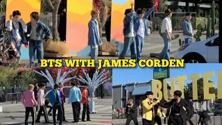 BTS with James Corden filming 'BUTTER, PERMISSION TO DANCE, DYNAMITE' the streets of Los Angeles